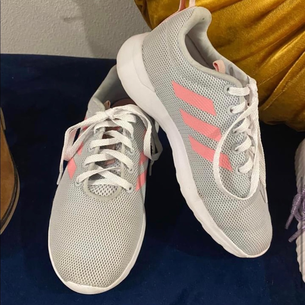 Girls size 1 LITE RACER CLN SHOES Adidas school age youth tennis shoes sneakers